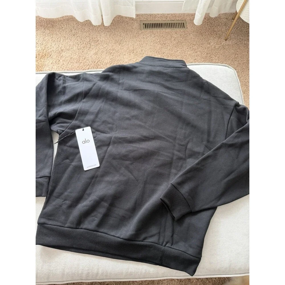 ALO YOGA Accolade 1/4 Zip Pullover Sweatshirt Black Size S Small NWT Fleece